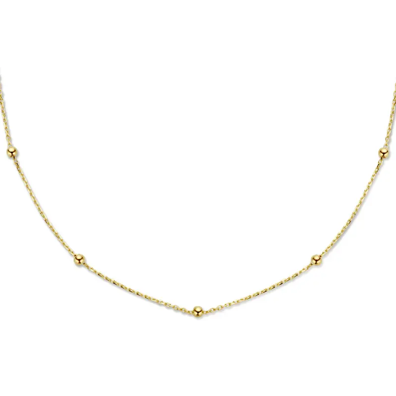 collier bolletjes 2,5 mm 40 - 42 - 44 cm 14K geelgoud
