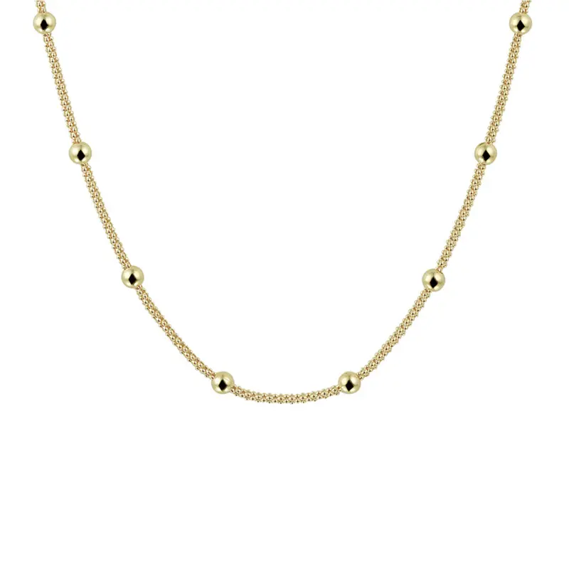 collier bolletjes 3,0 mm 40 + 4 cm 3 micron zilver verguld (geel)