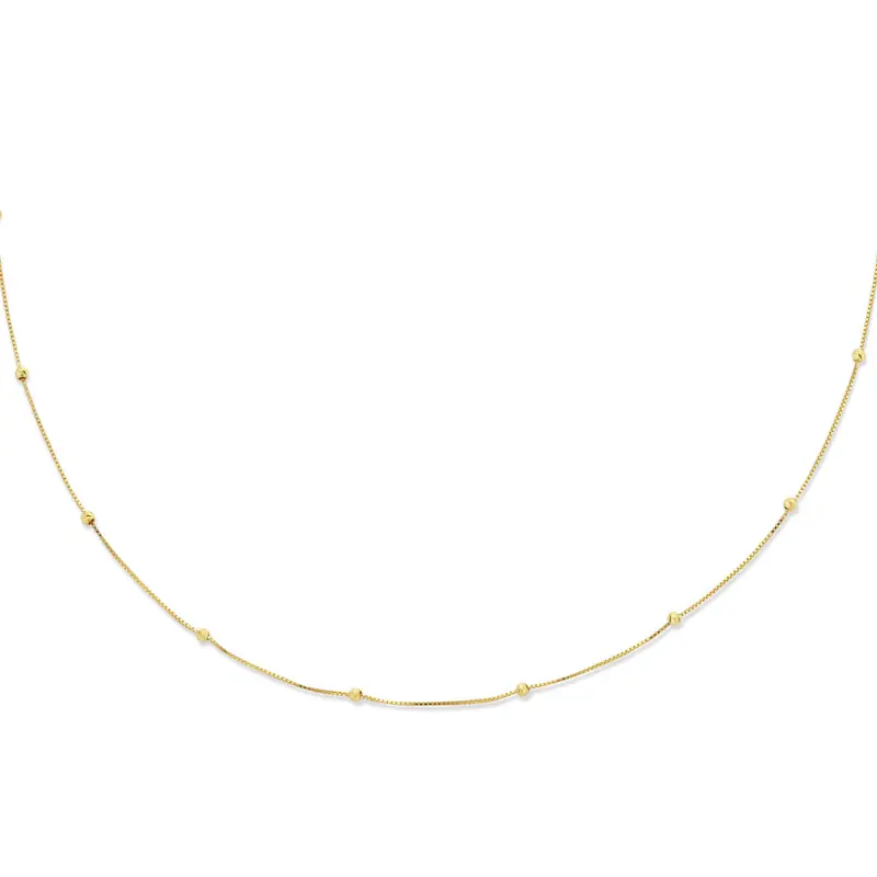 collier bolletjes gediamanteerd 0,5 mm 42 - 45 cm 14K geelgoud