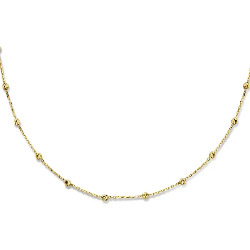 collier bolletjes gediamanteerd 2,5 mm 40 - 42 - 44 cm 14K geelgoud