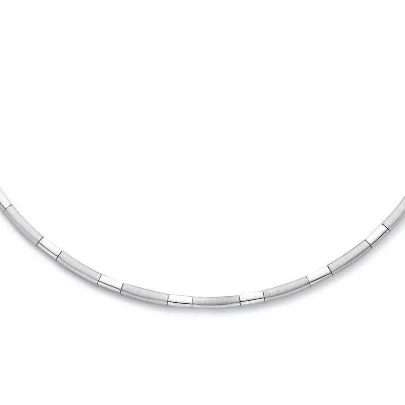 collier choker 3,3 mm 43 cm poli/mat zilver gerhodineerd
