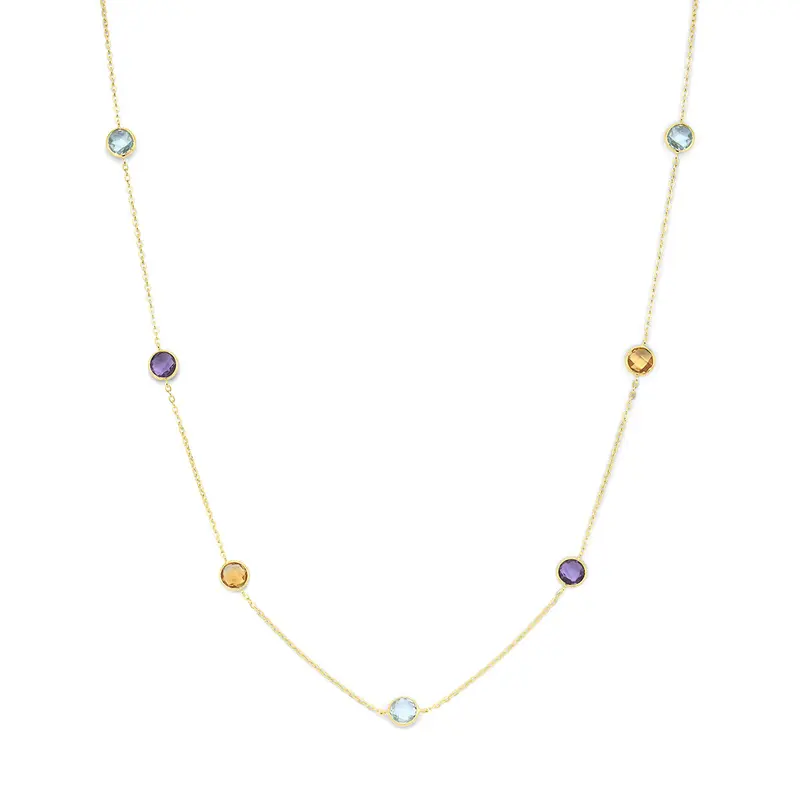 Collier citrien amethist topaas 14K geelgoud 40 - 42 - 44 cm