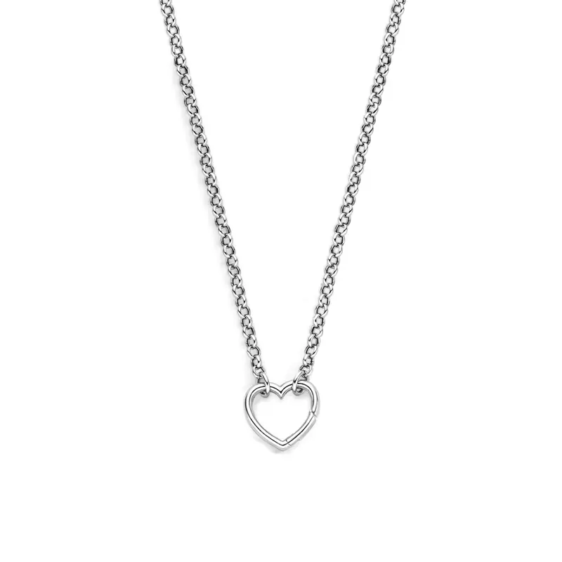 Collier connector hartje zilver gerhodineerd 46 cm