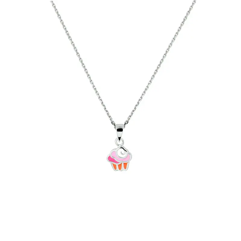 collier cupcake 36 + 4 cm zilver gerhodineerd