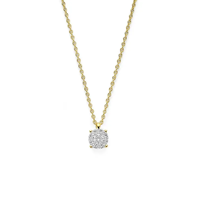 Collier diamant 0.13ct h si 43 - 44 - 45 cm 14K bicolor goud geel/wit
