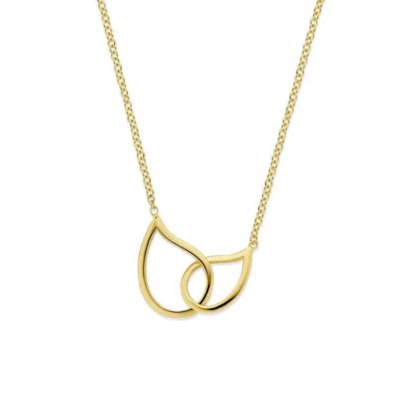 Collier druppel 45 cm 14K geelgoud