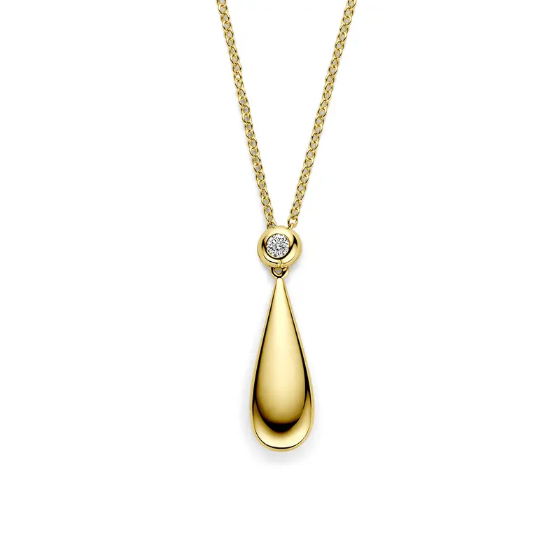 Collier druppel diamant 0.15ct h si 14K geelgoud 41 - 43 - 45 cm