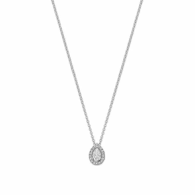 Collier druppel diamant 0.25ct h si 41 - 43 - 45 cm 14K witgoud