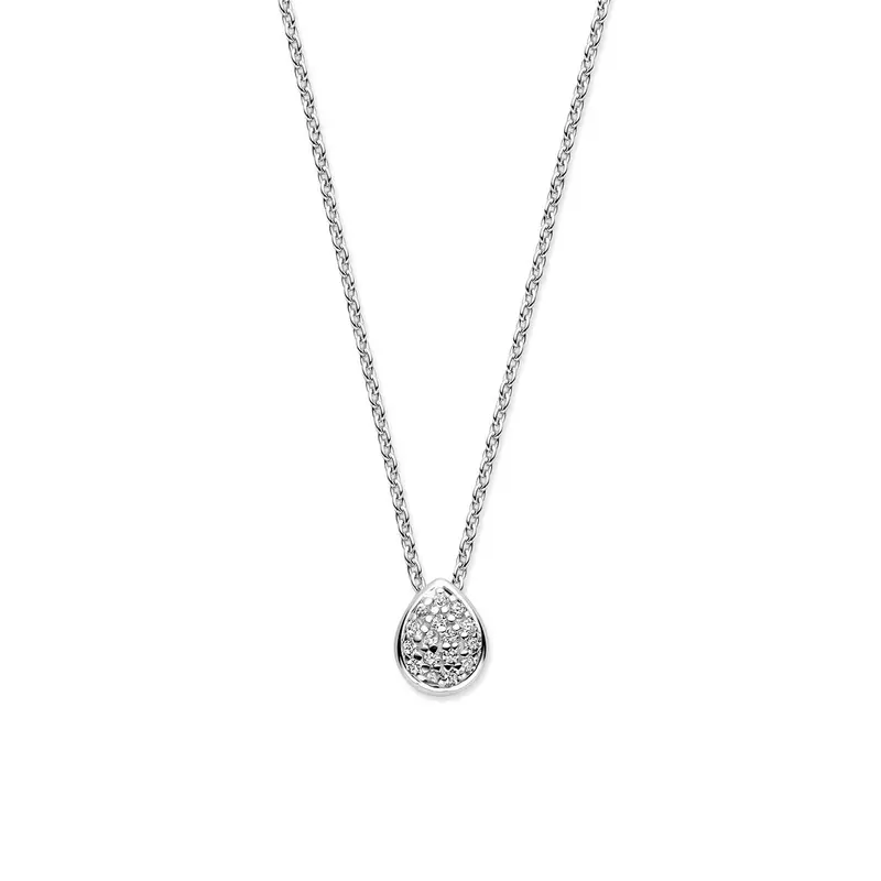 Collier druppel zirkonia 41 - 43 - 45 cm zilver