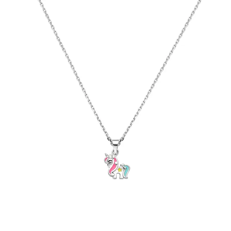 collier eenhoorn 36 + 4 cm zilver gerhodineerd