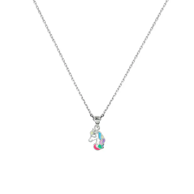 collier eenhoorn 36 + 4 cm zilver gerhodineerd