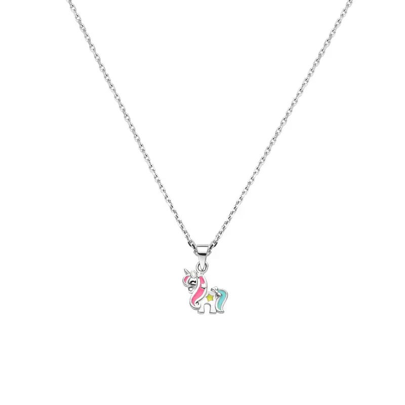 collier eenhoorn 36 + 4 cm zilver gerhodineerd
