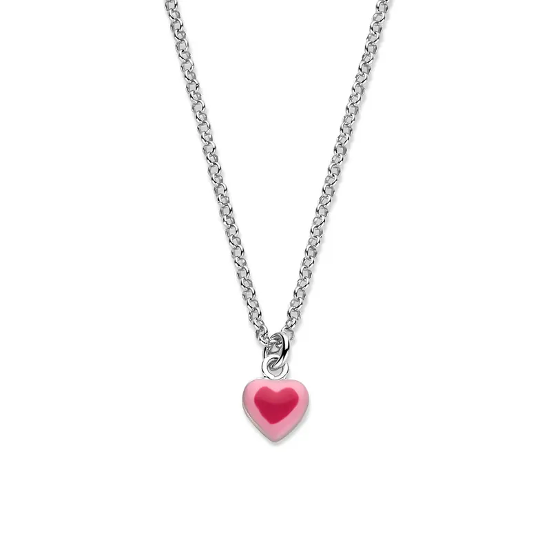 Collier emaille hartje 34 + 2 cm zilver