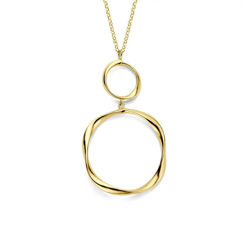 Collier gedraaid 41 + 4 cm 3 micron zilver verguld