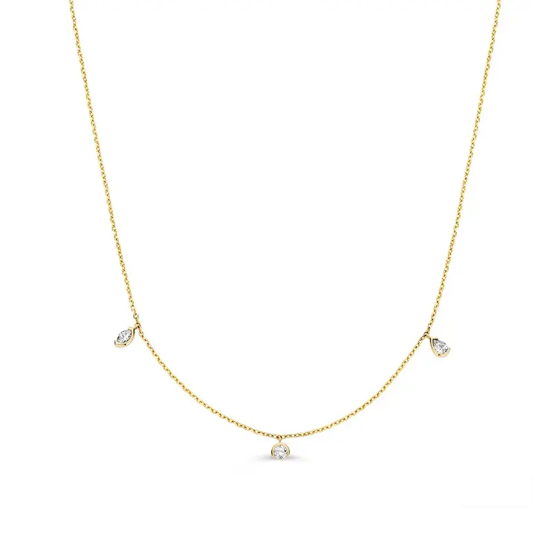 Collier geelgoud briljant 0,24 crt.