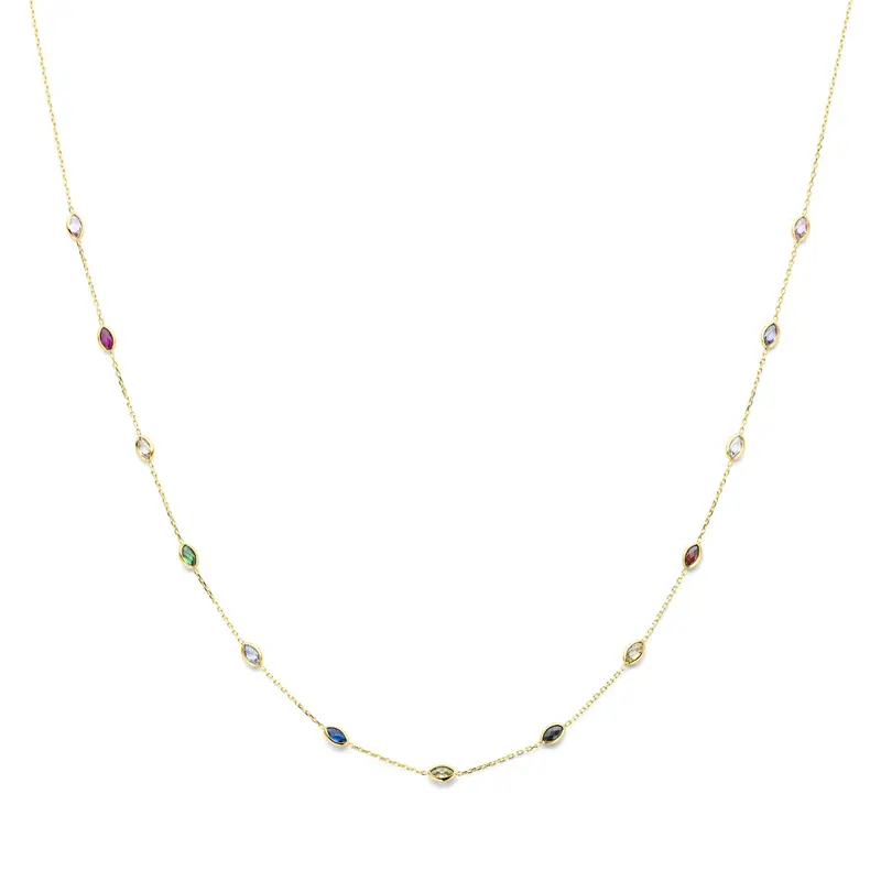 Collier gekleurd zirkonia 41 - 43 - 45 cm 14K geelgoud