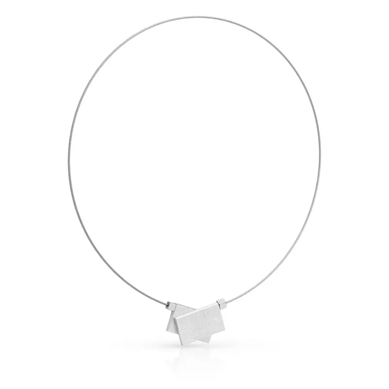 Collier gekruiste rechthoeken & hematiet C233