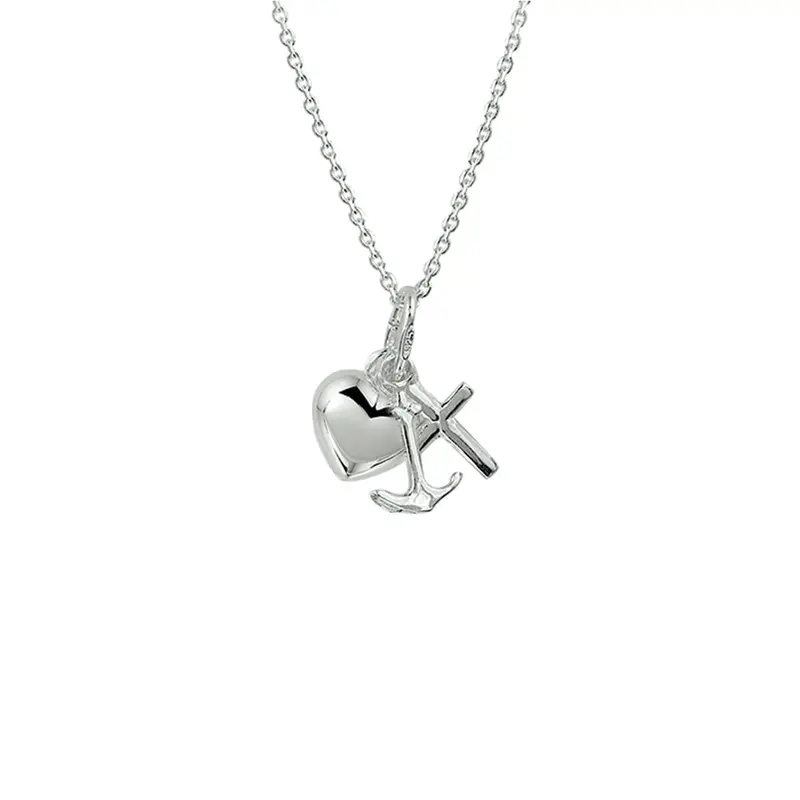 collier geloof, hoop en liefde 41 + 4 cm zilver wit