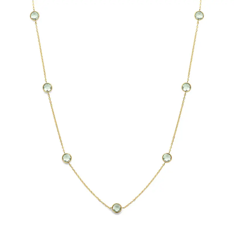 Collier groen amethist 14K geelgoud 40 - 42 - 44 cm