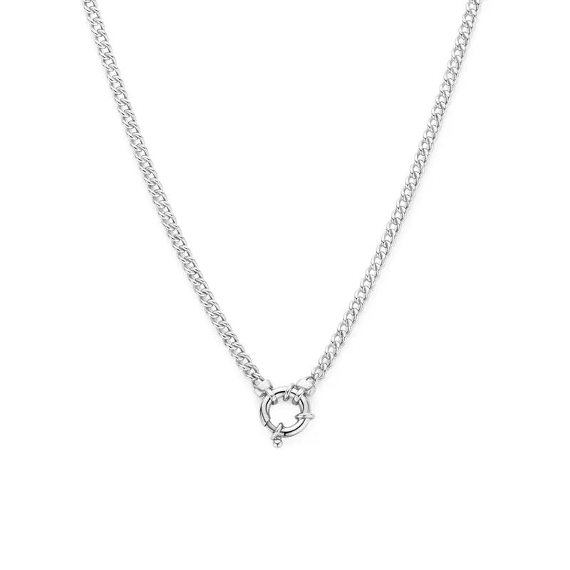 Collier groot veerslot 3,7 mm zilver gerhodineerd 45 cm