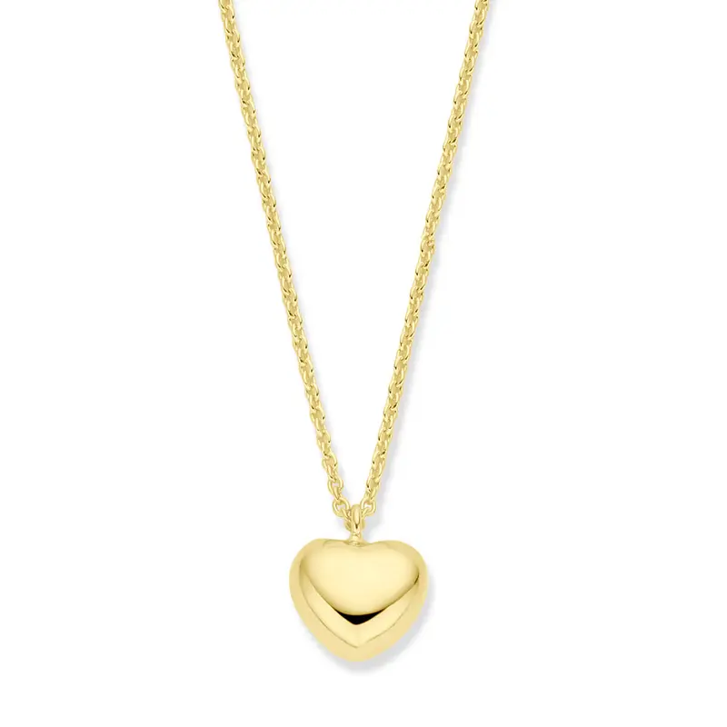 collier hart 1,5 mm 40 + 5 cm 3 micron zilver verguld (geel)