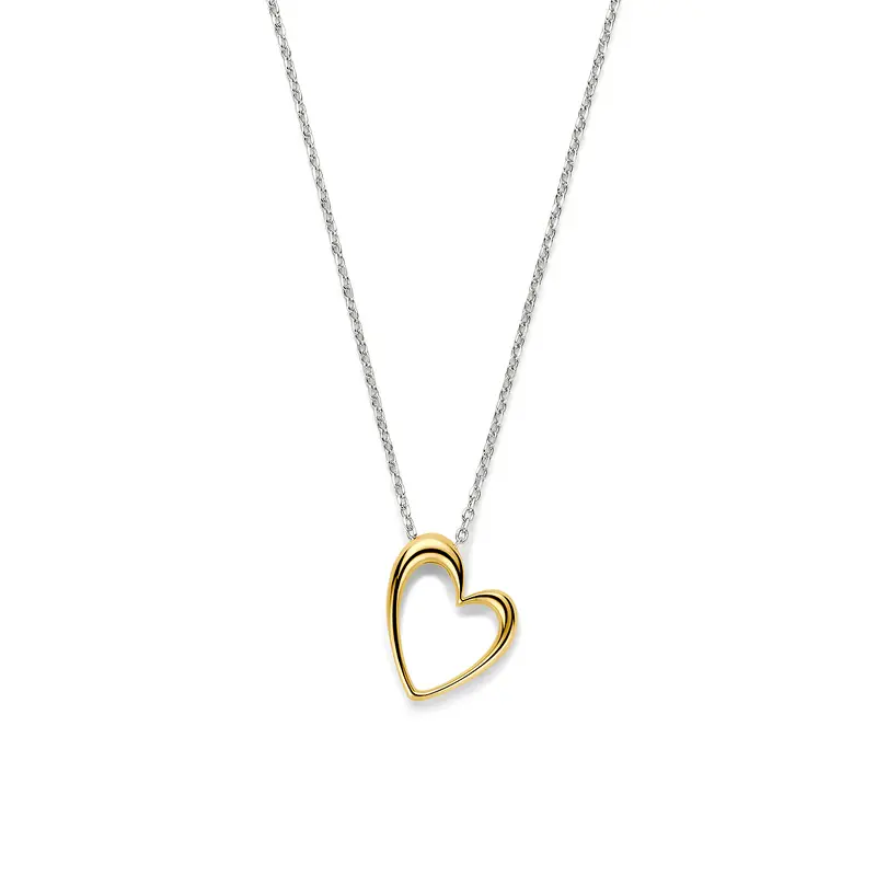 Collier hart 41 + 4 cm 3 micron zilver verguld