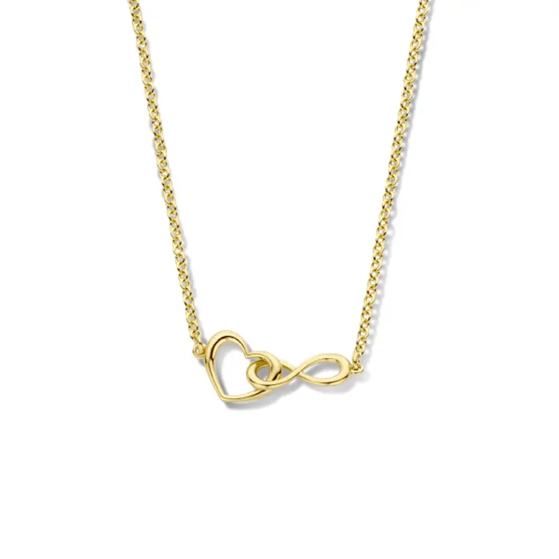 Collier hart en infinity 40 + 4 cm 3 micron zilver verguld (geel)