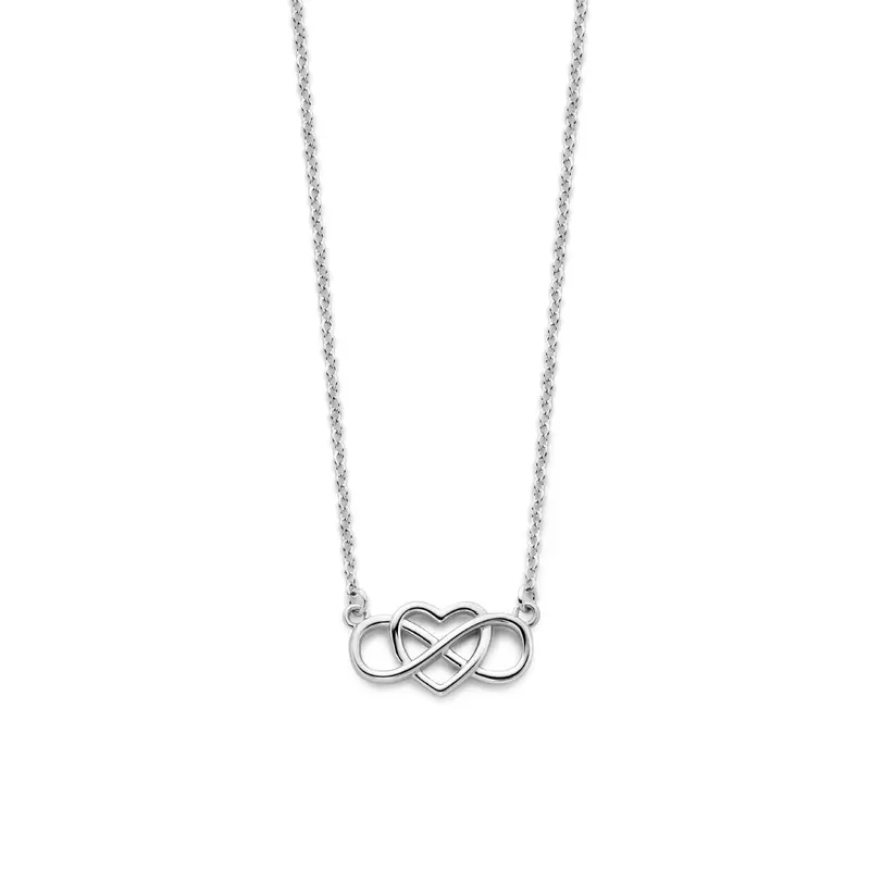 collier hart en infinity 42 + 3 cm zilver gerhodineerd