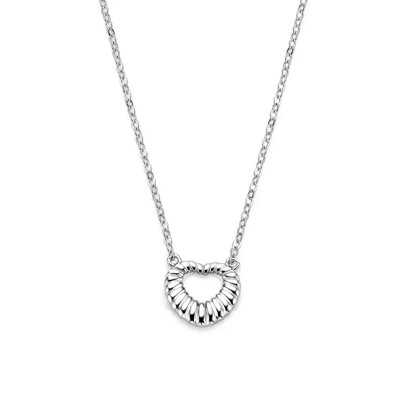 Collier hartje 41 + 4 cm zilver gerhodineerd