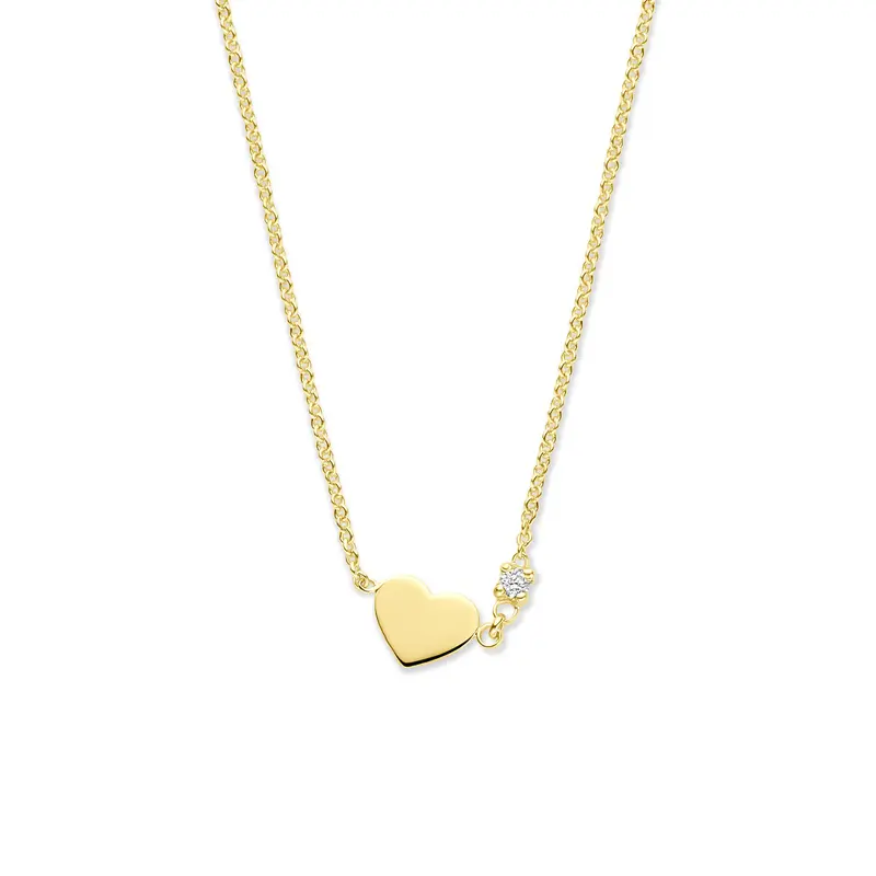Collier hartje diamant 0.02ct h si 40 + 4 cm 14K geelgoud 5 x 6 mm – 4034711