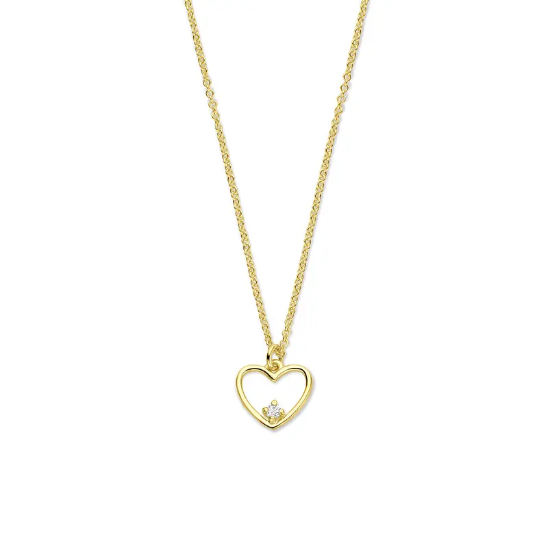 Collier hartje diamant 0.02ct h si 40 + 4 cm 14K geelgoud 8 x 8,5 mm – 4034710