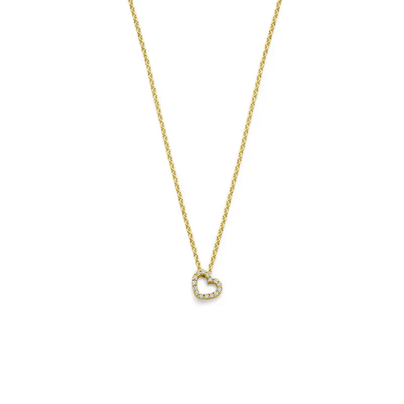 Collier hartje diamant 0.04ct h si 40 - 42 - 44 cm 14K geelgoud