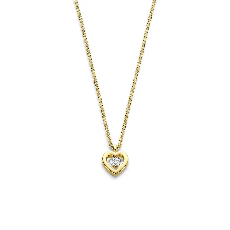 Collier hartje diamant 0.05ct h si 41 - 42,5 - 43,5 cm 14K geelgoud