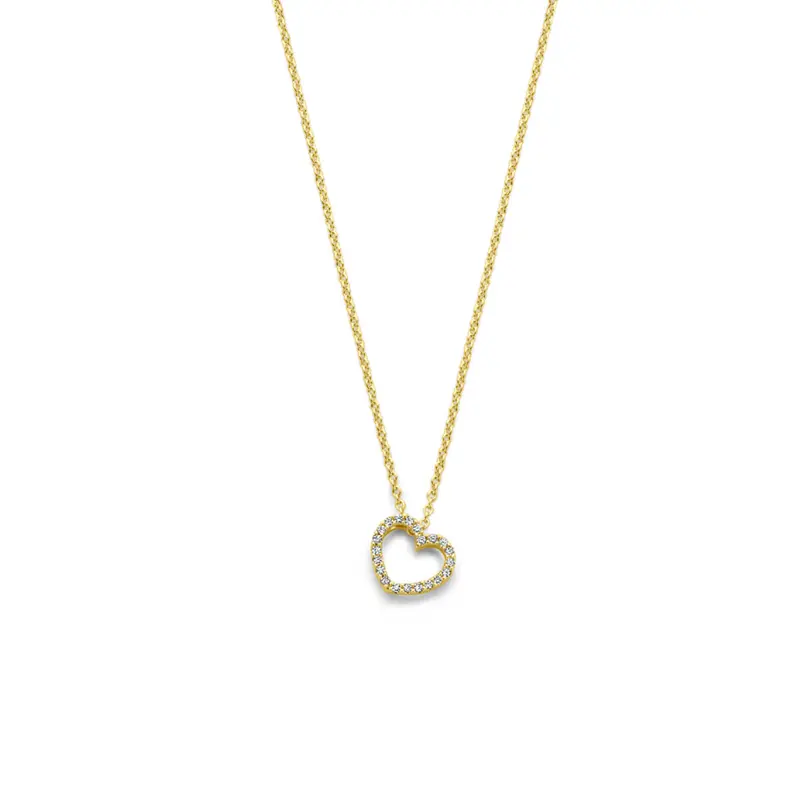 Collier hartje diamant 0.06ct h si 40 - 42 - 44 cm 14K geelgoud