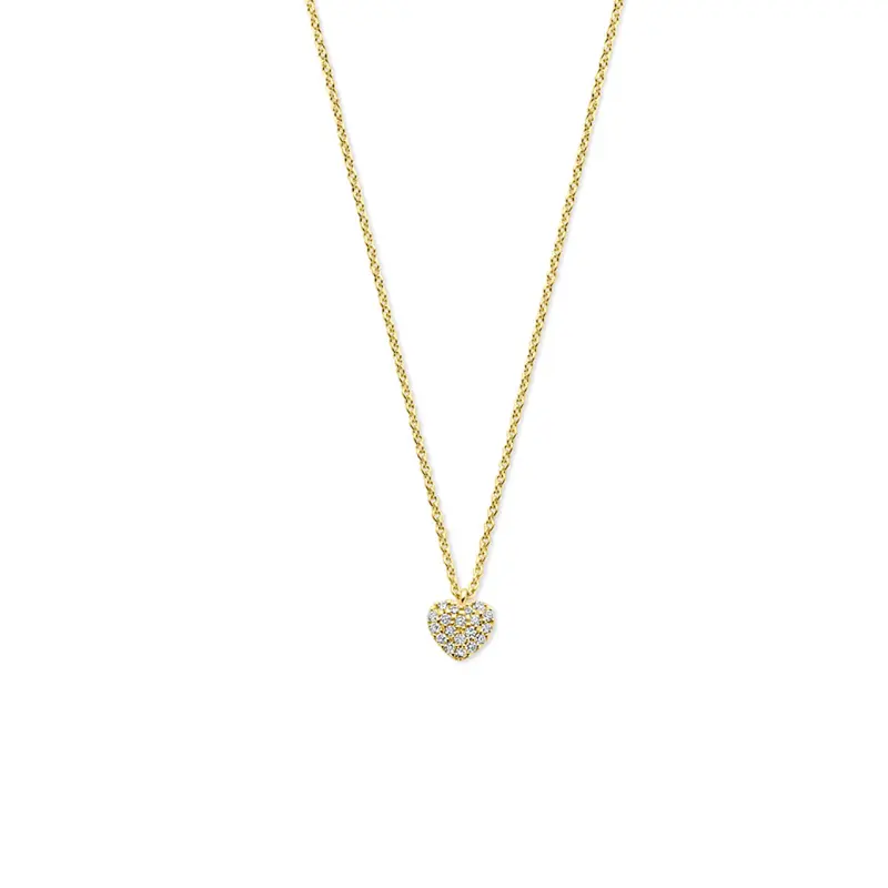 Collier hartje diamant 0.09ct h si 40 - 42 - 44 cm 14K geelgoud