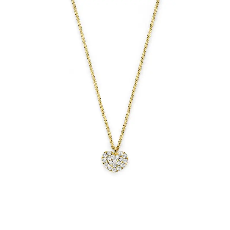 Collier hartje diamant 0.09ct h si 43 - 44 - 45 cm 14K geelgoud