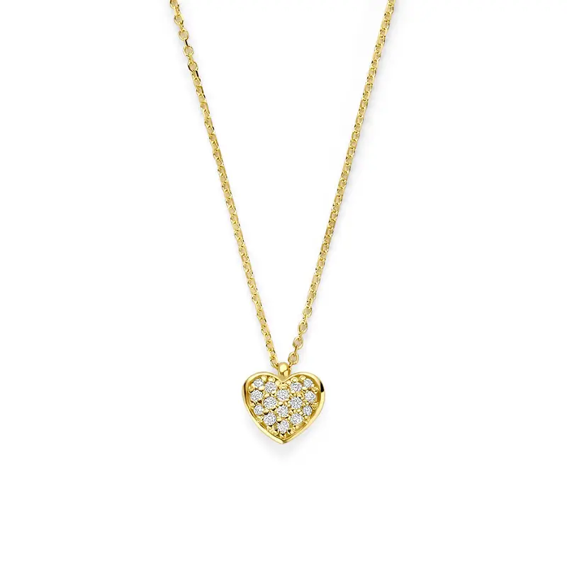 Collier hartje diamant 0.11ct h si 41 - 43 - 45 cm 14K geelgoud