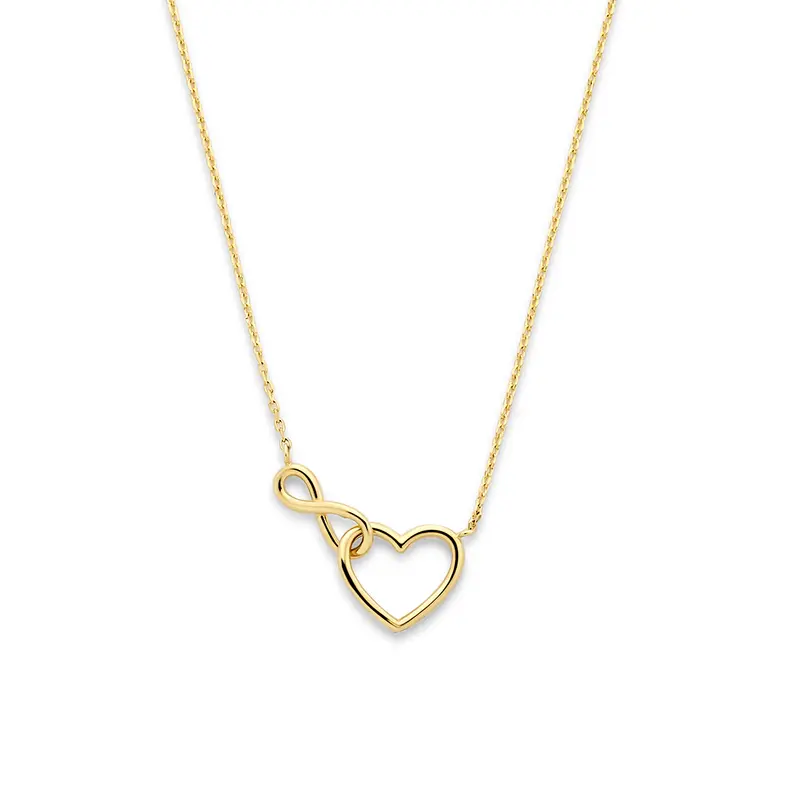 Collier hartje en infinity 9K geelgoud 40 - 42 - 44 cm – 8002143