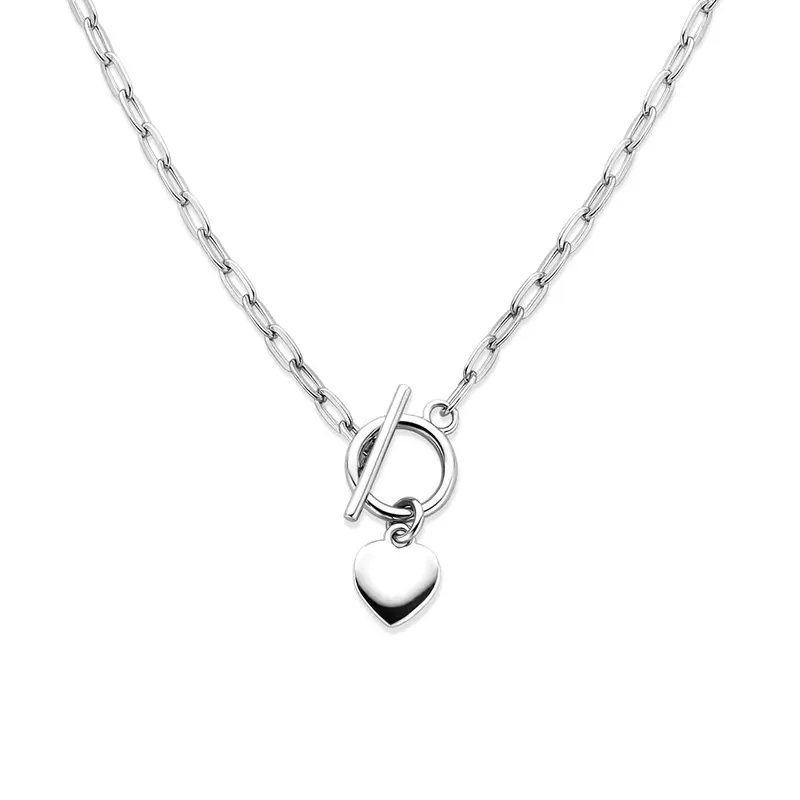 Collier hartje kapittelslot 42 cm zilver gerhodineerd