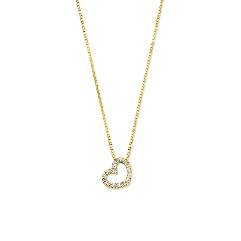 Collier hartje lab grown diamant 0.08ct g vs 40 - 42 - 44 cm 14K geelgoud