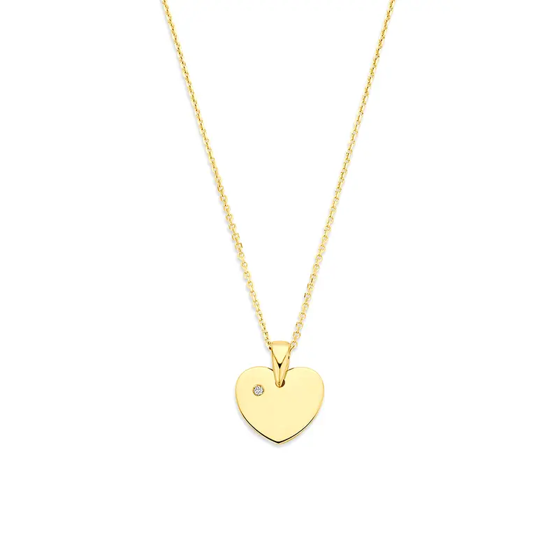 Collier hartje lab grown diamant 14K geelgoud 0.01ct f vs 40 - 42 - 44 cm – 4036015