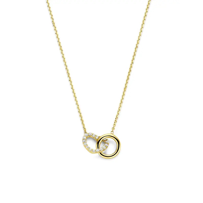 Collier hartje zirkonia 40 - 42 - 44 cm 14K geelgoud 6,5 x 8 mm – 4035064