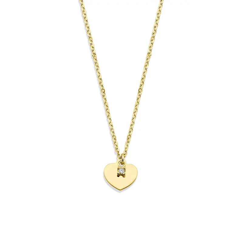 Collier hartje zirkonia 40 - 42 - 44 cm 14K geelgoud 8 x 8,5 mm – 4034637
