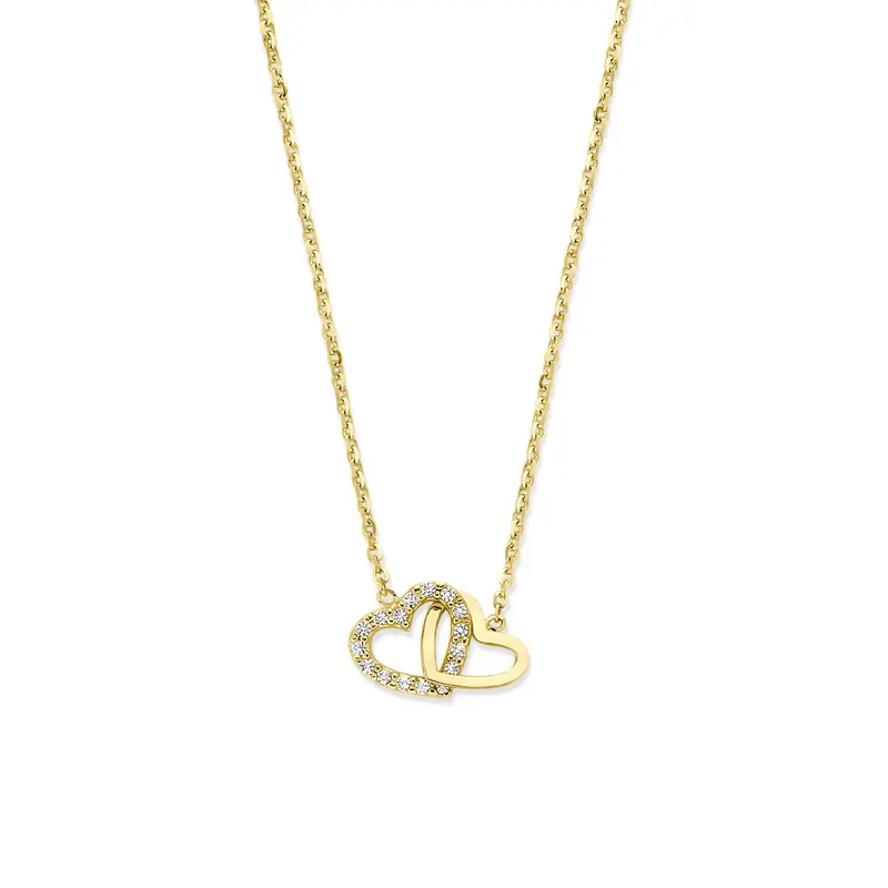 Collier hartje zirkonia 40 - 42 - 44 cm 14K geelgoud 8 x 9 mm – 4034627