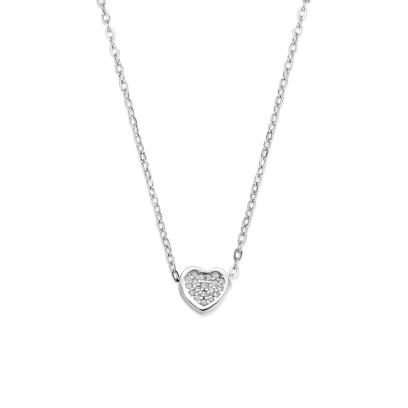Collier hartje zirkonia 41 - 43 - 45 cm zilver