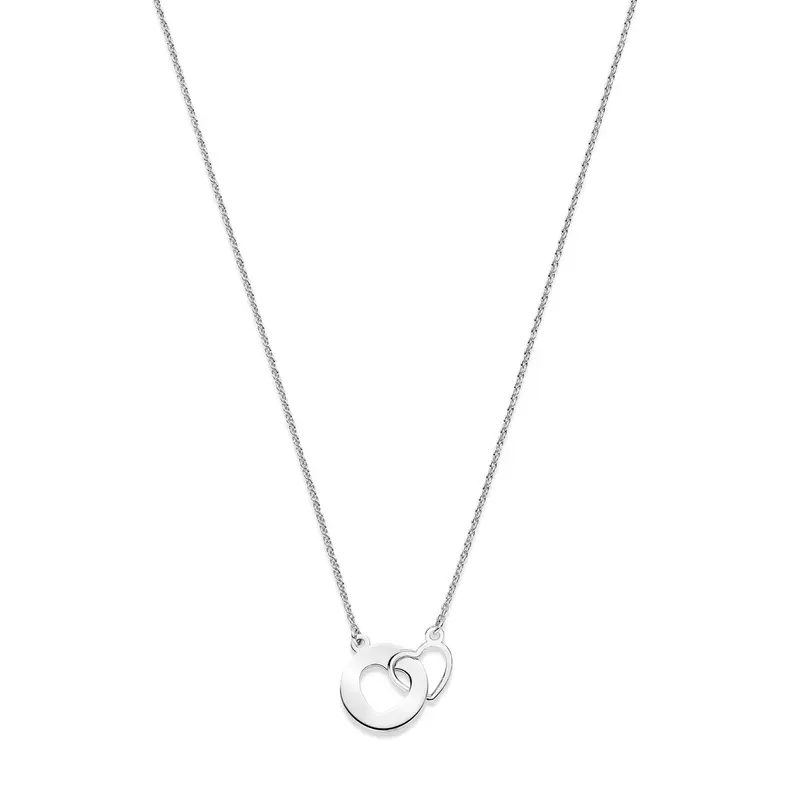 collier hartjes 1,3 mm 41 + 4 cm zilver gerhodineerd