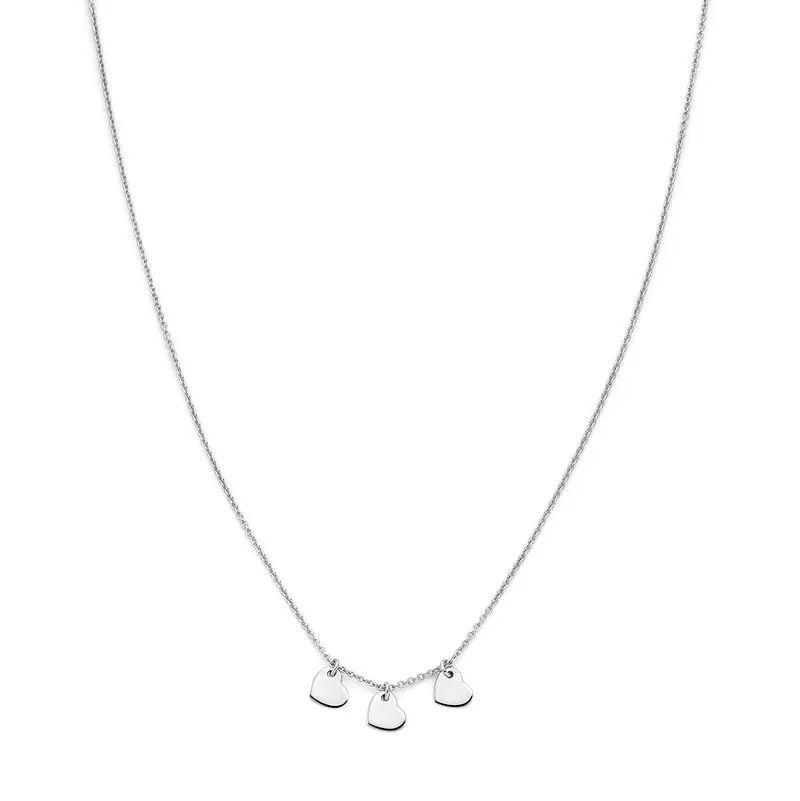 collier hartjes 36 + 2 cm zilver gerhodineerd