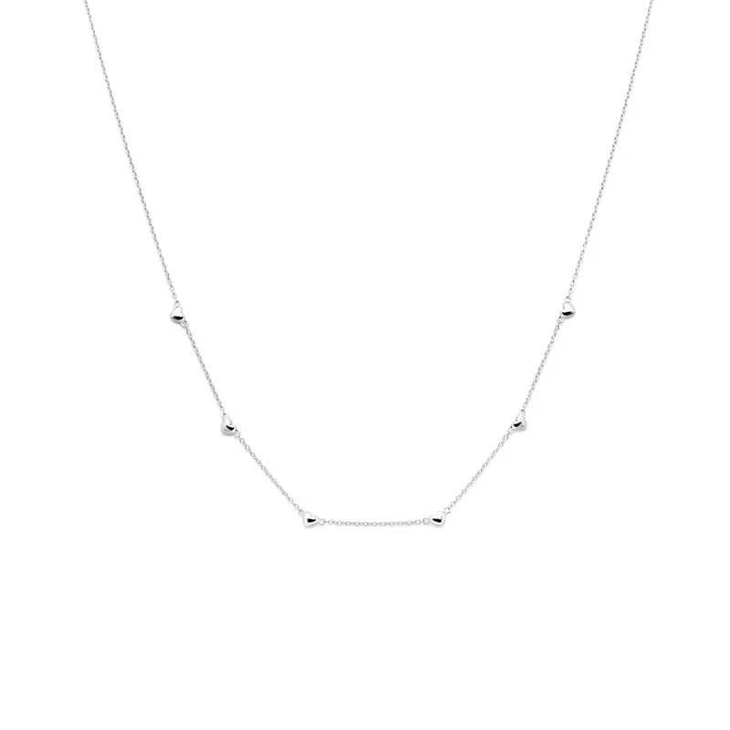 Collier hartjes 36 - 38 - 40 cm zilver gerhodineerd