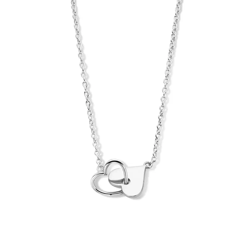 collier hartjes 40 + 4 cm zilver gerhodineerd