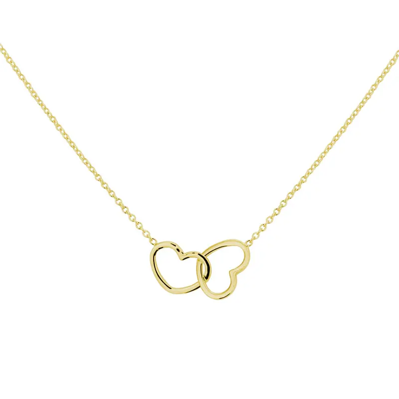collier hartjes 40 + 5 cm 3 micron zilver verguld (geel)